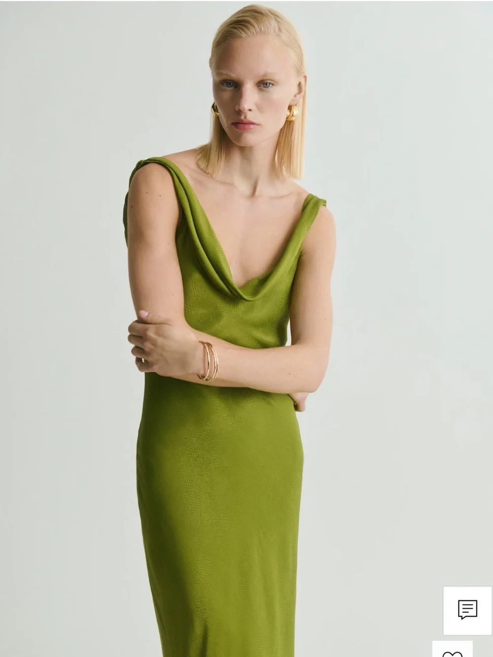 Mango Olive Cowl Slip Maxi Dress - Picture 3 of 8